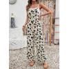 image:imageDokotoo Womens Oversized Summer Boho Casual Jumpsuits 2026 Fashion Boho Wide Leg Loose Fit Pants Sleeveless Ladies Jumpsuits Long Pant Printed Causal Rompers Overalls With Pockets Apricot XXLarge