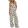 image:imageDokotoo Womens Oversized Summer Boho Casual Jumpsuits 2026 Fashion Boho Wide Leg Loose Fit Pants Sleeveless Ladies Jumpsuits Long Pant Printed Causal Rompers Overalls With Pockets Apricot XXLarge