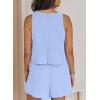 image:imageDokotoo Womens Summer Jumpsuits 2026 Casual Ruffle Chiffon Sleeveless RompersRuffle Blue