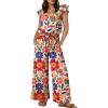 image:imageDokotoo Jumpsuits for Women 2026 Summer Ruffle Sleeves Square Neck Rompers Drawstring Overalls with PocketsBluegeometric