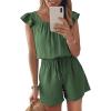 image:imageDokotoo Rompers for Women 2026 Summer Ruffle Sleeves Square Neck Drawstring Casual Jumpsuits with PocketsMist Green