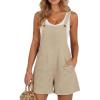 image:imageDokotoo Womens Casual Rompers Loose Overalls One Piece Sleeveless Wide Leg Short Pant Jumpsuits With PocketsApricot