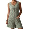 image:imageDokotoo Womens Casual Rompers Loose Waffle Knit Overalls One Piece Sleeveless Wide Leg Short Pant Jumpsuits With PocketsVineyard Green