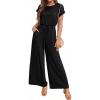 image:imageDokotoo Womens Dressy Casual Jumpsuits One Piece Outfits Drawstring Wide Leg Pants RompersBlack