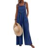 image:imageDokotoo Womens Lace Casual Overalls Summer Jumpsuit Loose Baggy Wide Leg Ruffle Pants Rompers with PocketsNavy Blue