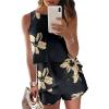 image:imageDokotoo Womens Summer Jumpsuits 2026 Casual Ruffle Chiffon Sleeveless RompersBlack Floral