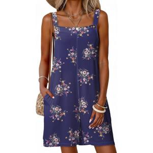 image:imageDokotoo Womens Casual Rompers Loose Overalls One Piece Sleeveless Printed Wide Leg Short Pant Jumpsuits With PocketsBlue