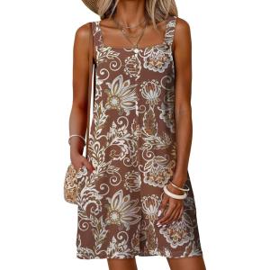 image:imageDokotoo Womens Casual Rompers Loose Overalls One Piece Sleeveless Printed Wide Leg Short Pant Jumpsuits With PocketsBrown