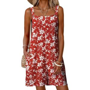 image:imageDokotoo Womens Casual Rompers Loose Overalls One Piece Sleeveless Printed Wide Leg Short Pant Jumpsuits With PocketsDark Red