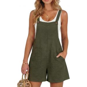 image:imageDokotoo Womens Casual Rompers Loose Overalls One Piece Sleeveless Wide Leg Short Pant Jumpsuits With PocketsFour Leaf Clover