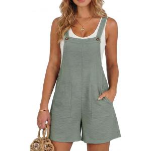 image:imageDokotoo Womens Casual Rompers Loose Overalls One Piece Sleeveless Wide Leg Short Pant Jumpsuits With PocketsHaze Blue
