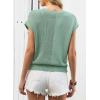 image:imageDokotoo Asymmetrical Summer Knit Tops for Women Sleeveless Crewneck T Shirts Casual Lightweight Blouses ShirtsBean Green