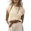 image:imageDokotoo Asymmetrical Summer Knit Tops for Women Sleeveless Crewneck T Shirts Casual Lightweight Blouses ShirtsBeige
