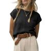 image:imageDokotoo Asymmetrical Summer Knit Tops for Women Sleeveless Crewneck T Shirts Casual Lightweight Blouses ShirtsBlack