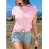 image:imageDokotoo Asymmetrical Summer Knit Tops for Women Sleeveless Crewneck T Shirts Casual Lightweight Blouses ShirtsLight Pink