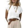 image:imageDokotoo Asymmetrical Summer Knit Tops for Women Sleeveless Crewneck T Shirts Casual Lightweight Blouses ShirtsWhite