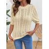 image:imageDokotoo Sweaters for Women Casual Crewneck Hollow Out Short Sleeve Shirts Loose Crochet Summer Tops BlousesApricot