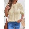 image:imageDokotoo Sweaters for Women Casual Crewneck Hollow Out Short Sleeve Shirts Loose Crochet Summer Tops BlousesApricot