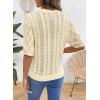 image:imageDokotoo Sweaters for Women Casual Crewneck Hollow Out Short Sleeve Shirts Loose Crochet Summer Tops BlousesApricot