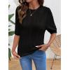 image:imageDokotoo Sweaters for Women Casual Crewneck Hollow Out Short Sleeve Shirts Loose Crochet Summer Tops BlousesBlack
