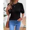 image:imageDokotoo Sweaters for Women Casual Crewneck Hollow Out Short Sleeve Shirts Loose Crochet Summer Tops BlousesBlack
