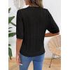 image:imageDokotoo Sweaters for Women Casual Crewneck Hollow Out Short Sleeve Shirts Loose Crochet Summer Tops BlousesBlack