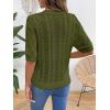 image:imageDokotoo Sweaters for Women Casual Crewneck Hollow Out Short Sleeve Shirts Loose Crochet Summer Tops BlousesGreen