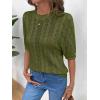 image:imageDokotoo Sweaters for Women Casual Crewneck Hollow Out Short Sleeve Shirts Loose Crochet Summer Tops BlousesGreen