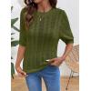 image:imageDokotoo Sweaters for Women Casual Crewneck Hollow Out Short Sleeve Shirts Loose Crochet Summer Tops BlousesGreen