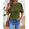 image:imageDokotoo Sweaters for Women Casual Crewneck Hollow Out Short Sleeve Shirts Loose Crochet Summer Tops BlousesGreen