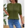 image:imageDokotoo Sweaters for Women Casual Crewneck Hollow Out Short Sleeve Shirts Loose Crochet Summer Tops BlousesGreen