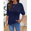 image:imageDokotoo Sweaters for Women Casual Crewneck Hollow Out Short Sleeve Shirts Loose Crochet Summer Tops BlousesNavy Blue