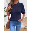 image:imageDokotoo Sweaters for Women Casual Crewneck Hollow Out Short Sleeve Shirts Loose Crochet Summer Tops BlousesNavy Blue