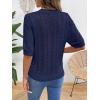 image:imageDokotoo Sweaters for Women Casual Crewneck Hollow Out Short Sleeve Shirts Loose Crochet Summer Tops BlousesNavy Blue