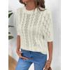 image:imageDokotoo Sweaters for Women Casual Crewneck Hollow Out Short Sleeve Shirts Loose Crochet Summer Tops BlousesWhite