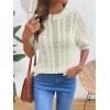 image:imageDokotoo Sweaters for Women Casual Crewneck Hollow Out Short Sleeve Shirts Loose Crochet Summer Tops BlousesWhite