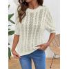 image:imageDokotoo Sweaters for Women Casual Crewneck Hollow Out Short Sleeve Shirts Loose Crochet Summer Tops BlousesWhite