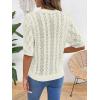 image:imageDokotoo Sweaters for Women Casual Crewneck Hollow Out Short Sleeve Shirts Loose Crochet Summer Tops BlousesWhite