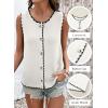 image:imageDokotoo Vest Tops for Women 2026 Button Up Color Block Casual Sweater Vests Trendy Spring Summer TopsWhite