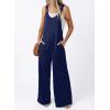 image:imageDokotoo Womens Baggy Overalls 2026 Wide Leg Jumpsuits Floral Pants Casual Loose Sleeveless Rompers with PocketsNavy Blue