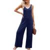 image:imageDokotoo Womens Baggy Overalls 2026 Wide Leg Jumpsuits Floral Pants Casual Loose Sleeveless Rompers with PocketsNavy Blue