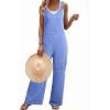 image:imageDokotoo Womens Baggy Overalls 2026 Wide Leg Jumpsuits Floral Pants Casual Loose Sleeveless Rompers with PocketsSky Blue