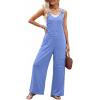 image:imageDokotoo Womens Baggy Overalls 2026 Wide Leg Jumpsuits Floral Pants Casual Loose Sleeveless Rompers with PocketsSky Blue