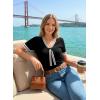 image:imageDokotoo Womens Lightweight Knit Top 2026 Chic V Neck Short Sleeve Sweater Cute Summer Tops Comfortable BlouseBlack
