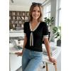 image:imageDokotoo Womens Lightweight Knit Top 2026 Chic V Neck Short Sleeve Sweater Cute Summer Tops Comfortable BlouseBlack