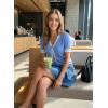image:imageDokotoo Womens Lightweight Knit Top 2026 Chic V Neck Short Sleeve Sweater Cute Summer Tops Comfortable BlouseBlue