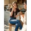 image:imageDokotoo Womens Lightweight Knit Top 2026 Chic V Neck Short Sleeve Sweater Cute Summer Tops Comfortable BlouseDark Brown
