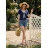 image:imageDokotoo Womens Lightweight Knit Top 2026 Chic V Neck Short Sleeve Sweater Cute Summer Tops Comfortable BlouseNavy Blue