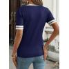 image:imageDokotoo Womens Lightweight Knit Top 2026 Chic V Neck Short Sleeve Sweater Cute Summer Tops Comfortable BlouseNavy Blue