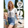 image:imageDokotoo Womens Lightweight Knit Top 2026 Chic V Neck Short Sleeve Sweater Cute Summer Tops Comfortable BlouseWhite